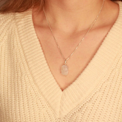 Althea ruwe maansteen ketting 925 zilver