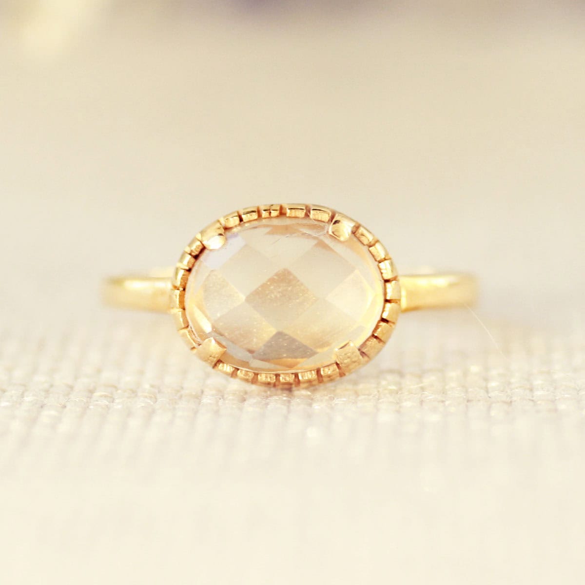 Aurina citrien ring 925 zilver gold plated