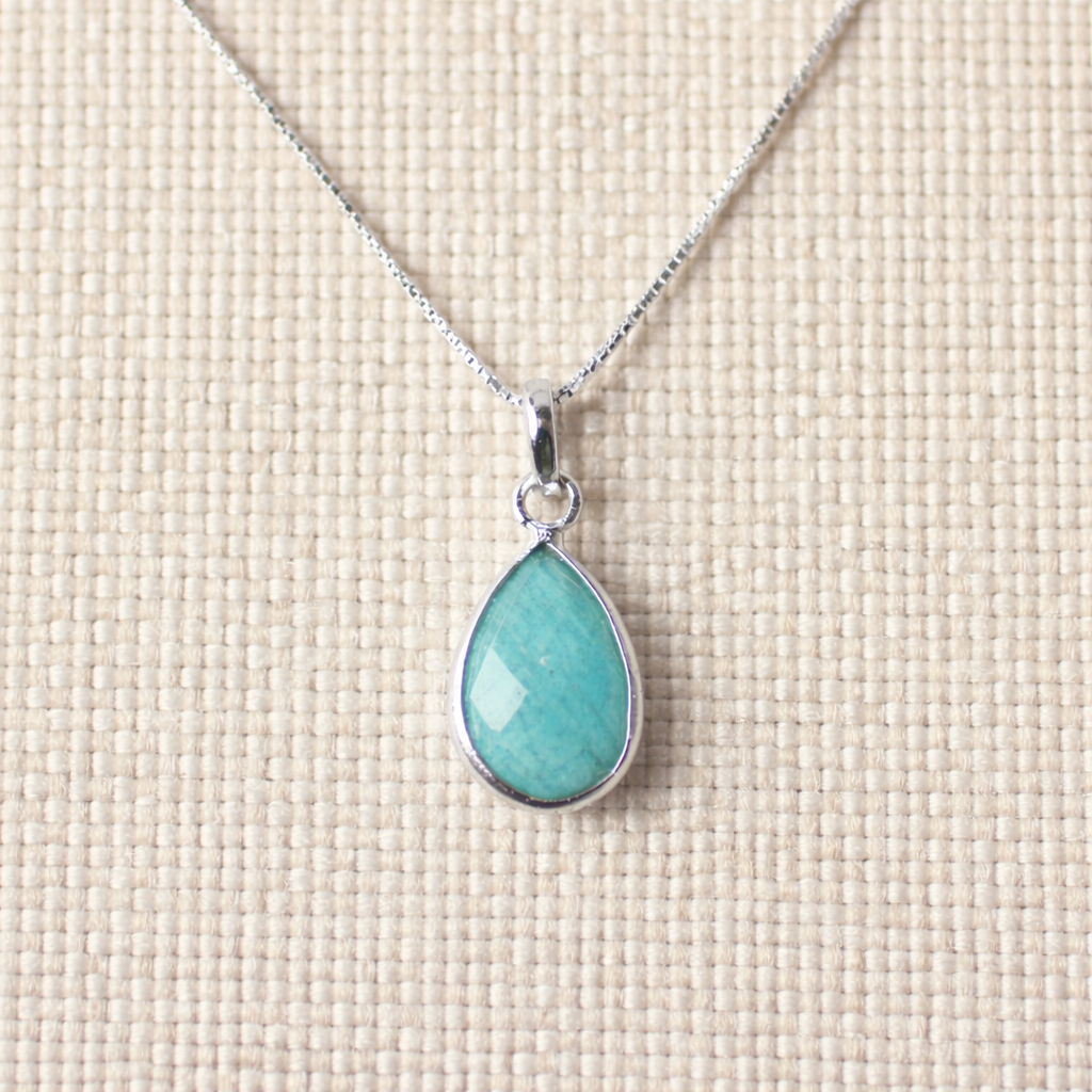 Azalea amazoniet ketting 925 zilver