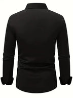 Men's Breathable Slim-Fit Long-Sleeve Shirt with Structured Collar