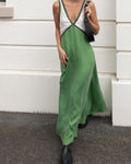 Women's V-Neck Colourblock Midi Dress with Contrast Panels