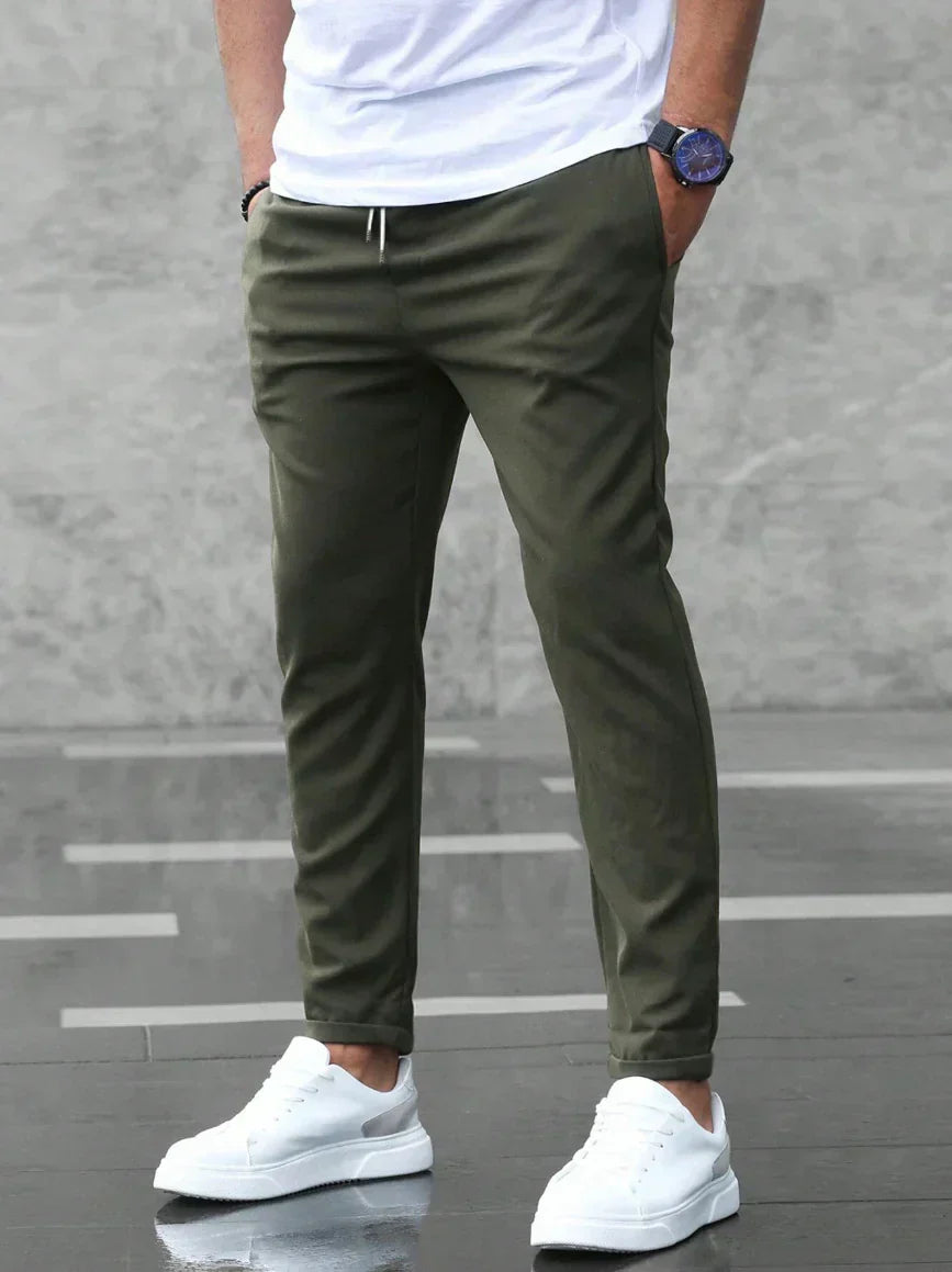Men's Tapered Jogger Pants with Drawstring Elastic Waist