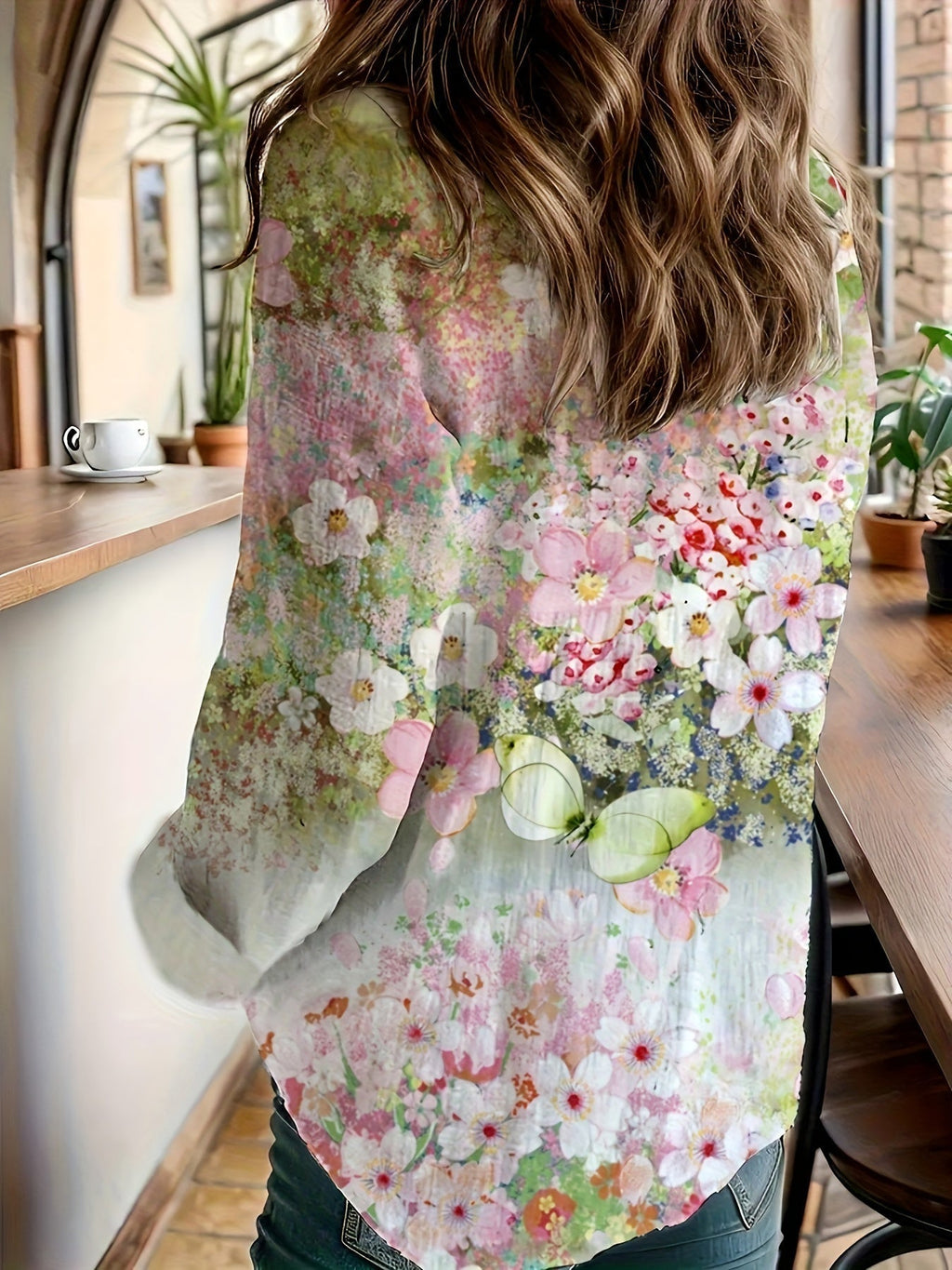 Women's Relaxed-Fit Floral Boho Blouse in Lightweight Fabric