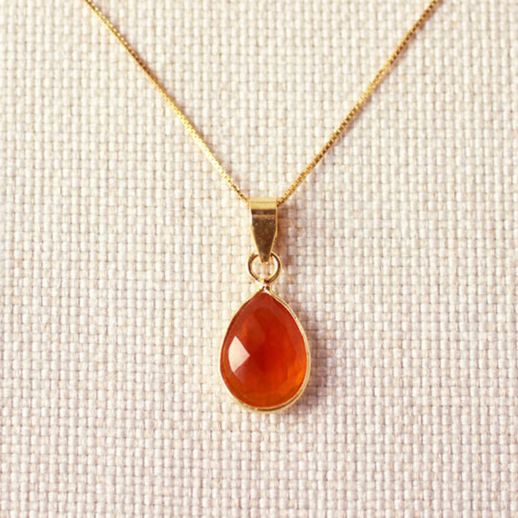 Carmine carneool ketting 925 zilver gold plated