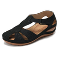 Women's Round-Toe Wedge Sandal with Hook and Loop Strap