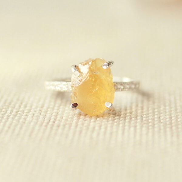 Citrava ruwe citrien ring 925 zilver