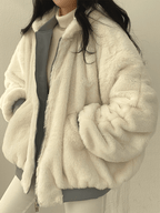 Women's Oversized Relaxed-Fit Bomber Jacket with Clean Shape