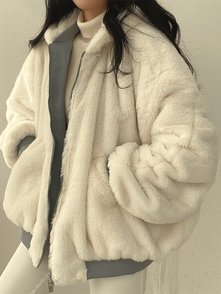 Women's Oversized Relaxed-Fit Bomber Jacket with Clean Shape