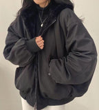 Women's Oversized Relaxed-Fit Bomber Jacket with Clean Shape