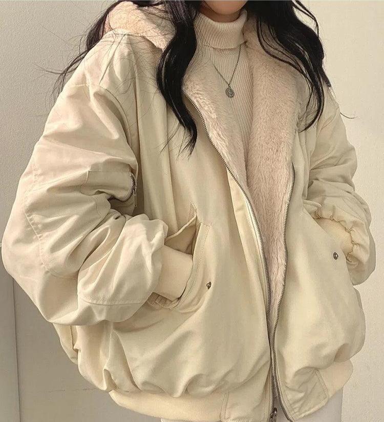 Women's Oversized Relaxed-Fit Bomber Jacket with Clean Shape