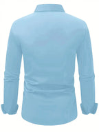 Men's Breathable Slim-Fit Long-Sleeve Shirt with Structured Collar