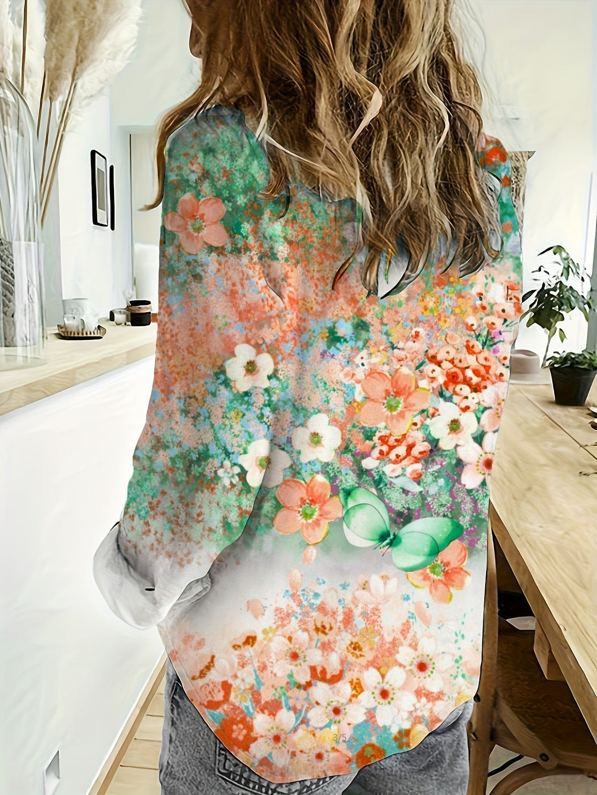 Women's Relaxed-Fit Floral Boho Blouse in Lightweight Fabric