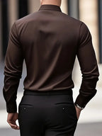 Men's Breathable Slim-Fit Long-Sleeve Shirt with Structured Collar
