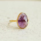 Elara amethist ring van 925 zilver gold plated