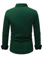 Men's Breathable Slim-Fit Long-Sleeve Shirt with Structured Collar