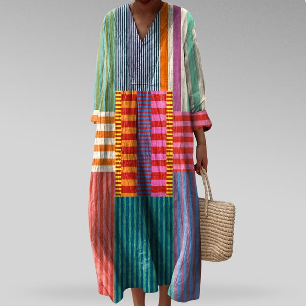 Women's Geometric Print Dress with Flowing Relaxed Fit