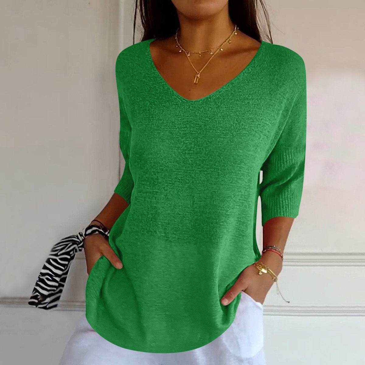 Women's Classic Lightweight Knitted Top in Textured Polyester