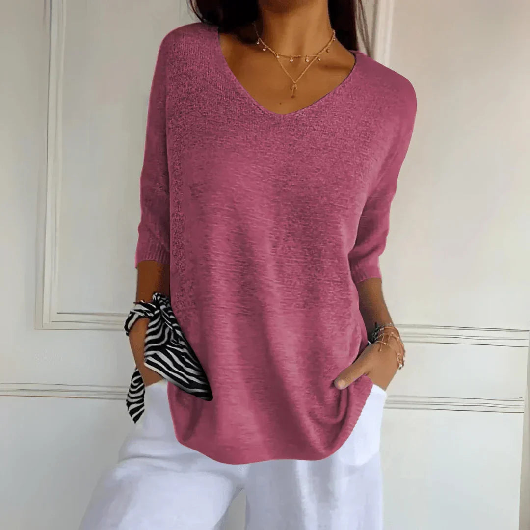 Women's Classic Lightweight Knitted Top in Textured Polyester