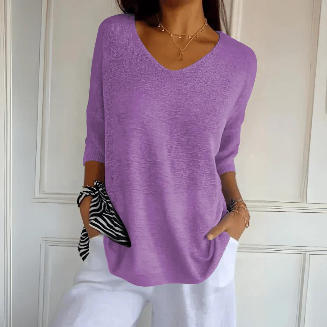 Women's Classic Lightweight Knitted Top in Textured Polyester