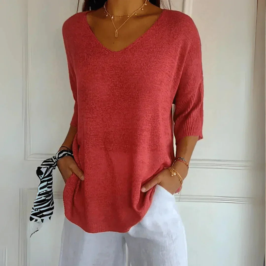Women's Classic Lightweight Knitted Top in Textured Polyester