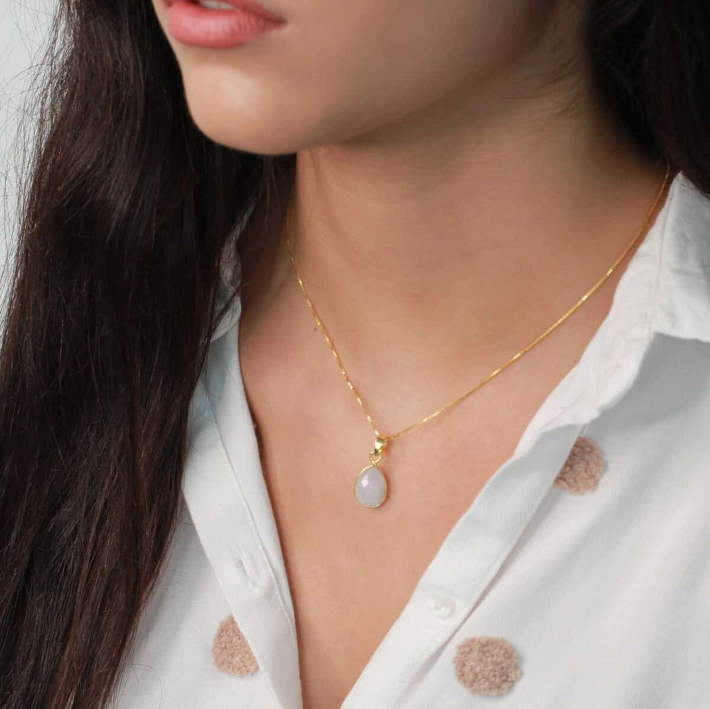 Gold-plated maansteen ketting met natuurlijke edelsteen
