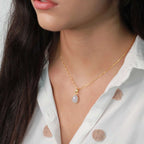 Gold-plated maansteen ketting met natuurlijke edelsteen