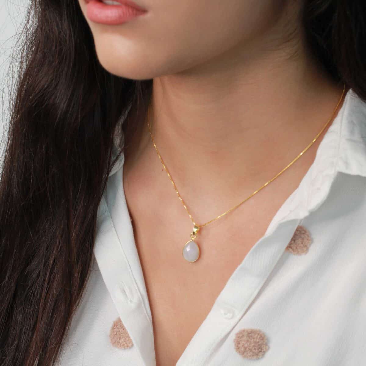 Gold-plated maansteen ketting met natuurlijke edelsteen
