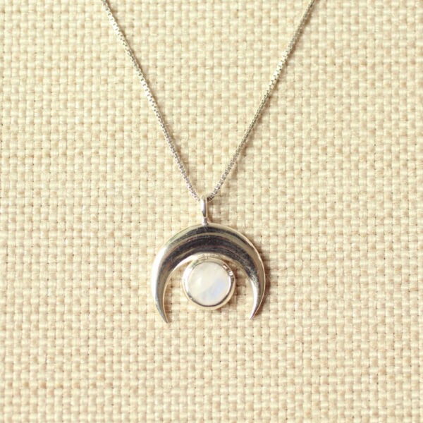 Lunaris maansteen halve maan ketting 925 zilver