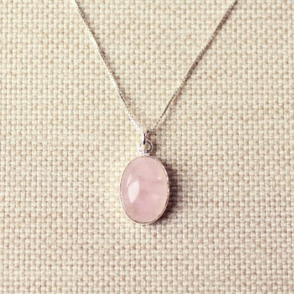 Marielle rozenkwarts ketting 925 zilver