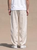 Men's Baggy Linen Drawstring Elastic-Waist Trousers