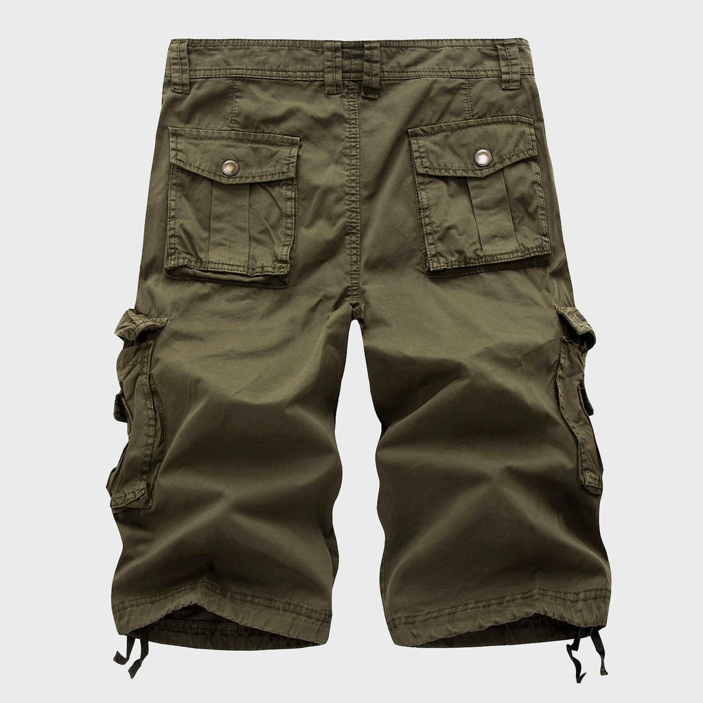 Men's Cotton Blend Multi-Pocket Drawstring Cargo Shorts