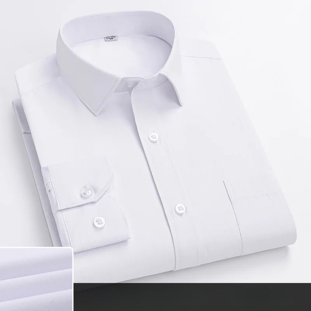 Men's Cotton Dress Shirt Long Sleeve Business Office - White