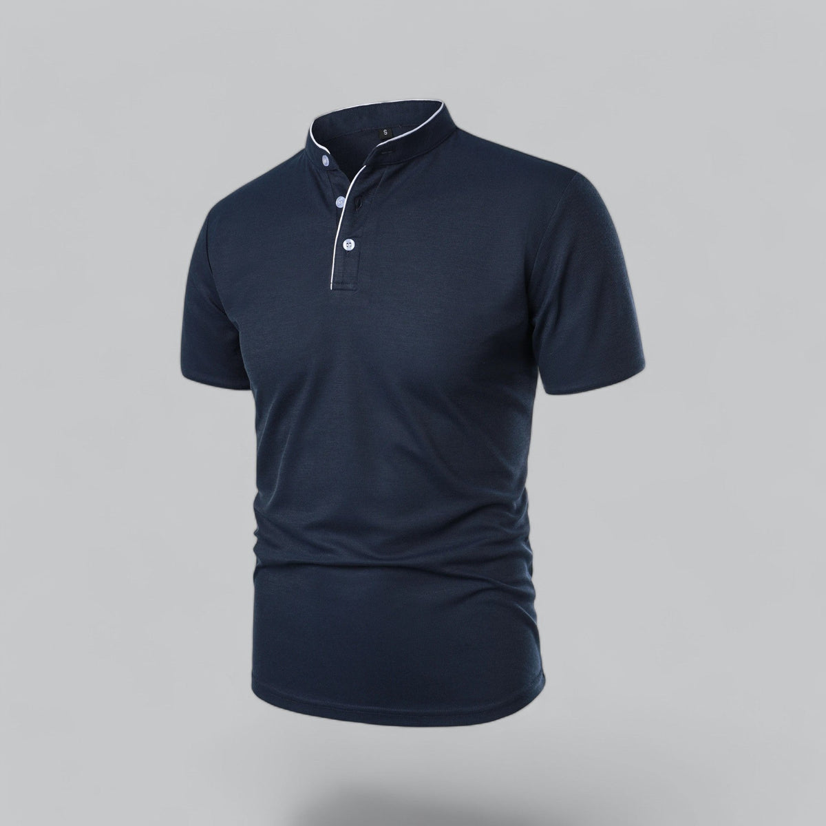 Men's Cotton Mandarin Collar Three-Button Polo Shirt