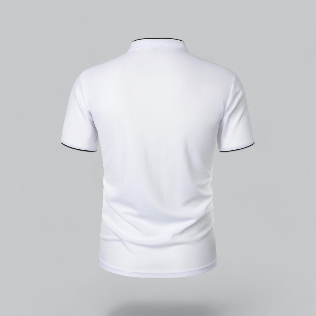 Men's Cotton Mandarin Collar Three-Button Polo Shirt