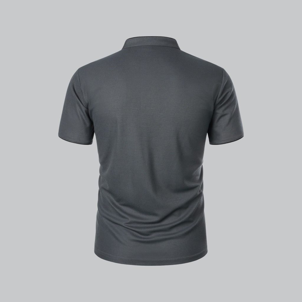 Men's Cotton Mandarin Collar Three-Button Polo Shirt