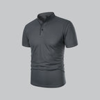 Men's Cotton Mandarin Collar Three-Button Polo Shirt