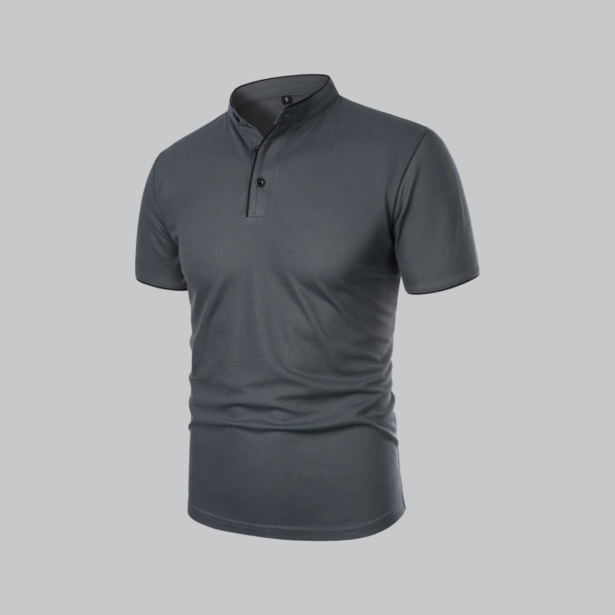 Men's Cotton Mandarin Collar Three-Button Polo Shirt