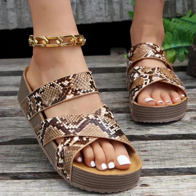 Women's Orthopaedic Leather Sandals with Non-Slip Sole