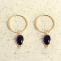 Noira onyx oorringen 925 zilver gold plated