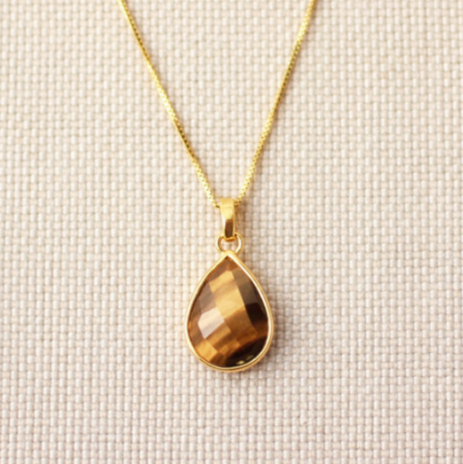 Sahara tijgeroog ketting van gold-plated 925 zilver