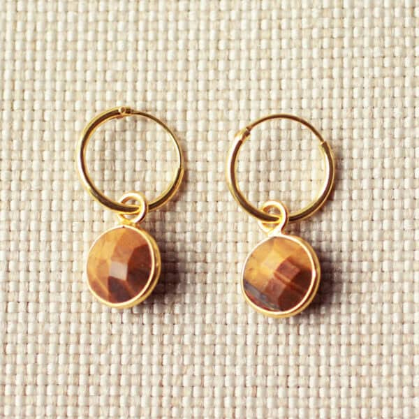 Sahara tijgeroog oorringen 925 zilver gold plated