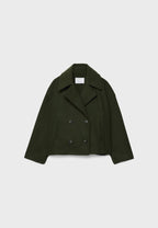 Women's Tailored Cropped Double-Breasted Jacket with Lapels