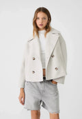 Women's Tailored Cropped Double-Breasted Jacket with Lapels