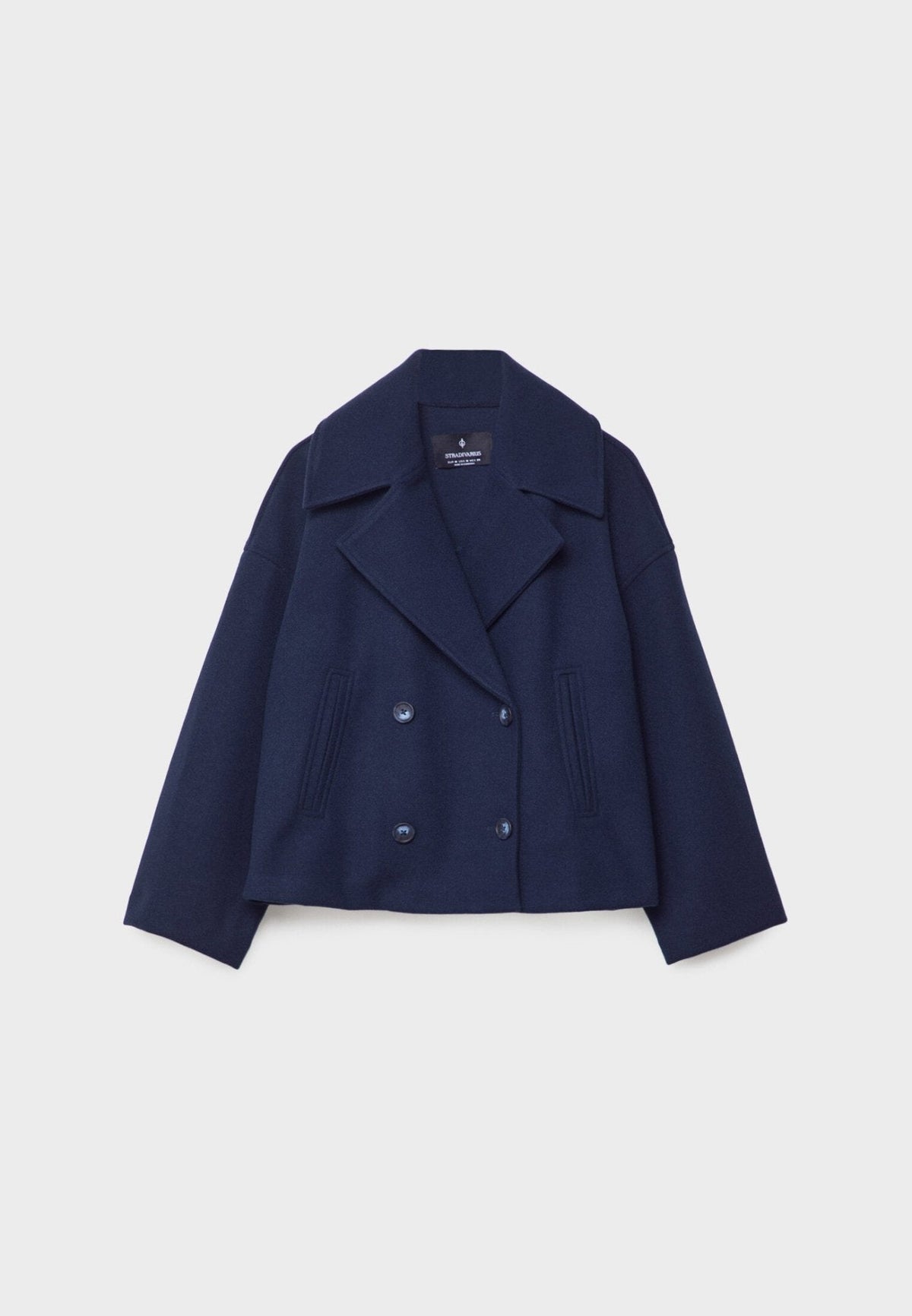 Women's Tailored Cropped Double-Breasted Jacket with Lapels
