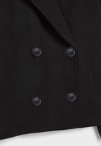 Women's Tailored Cropped Double-Breasted Jacket with Lapels