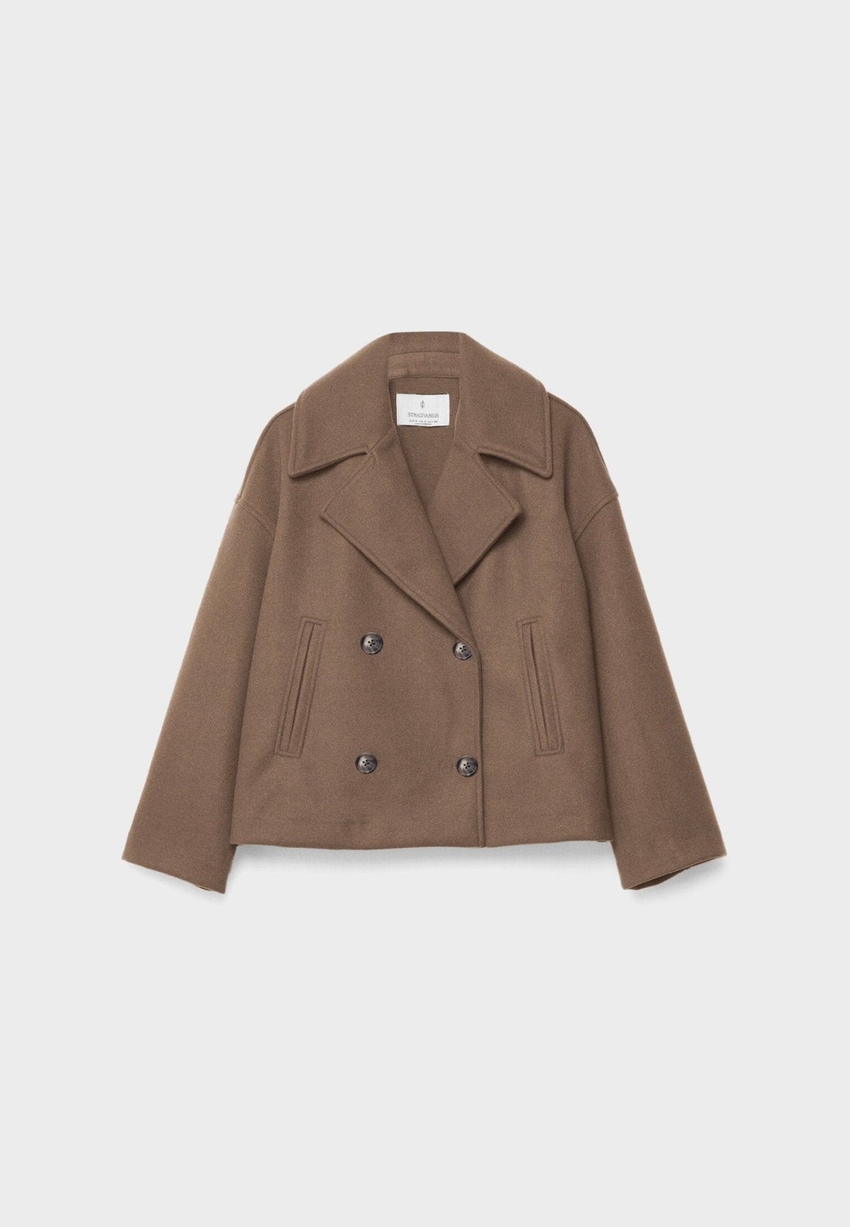 Women's Tailored Cropped Double-Breasted Jacket with Lapels