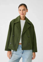 Women's Tailored Cropped Double-Breasted Jacket with Lapels