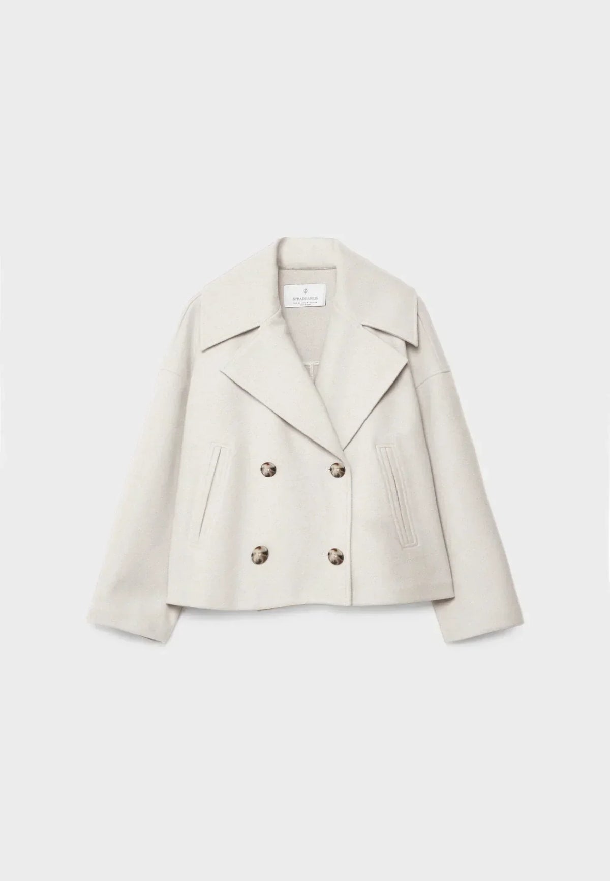 Women's Tailored Cropped Double-Breasted Jacket with Lapels