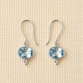 Skyla blauwe topaas oorhangers 925 zilver