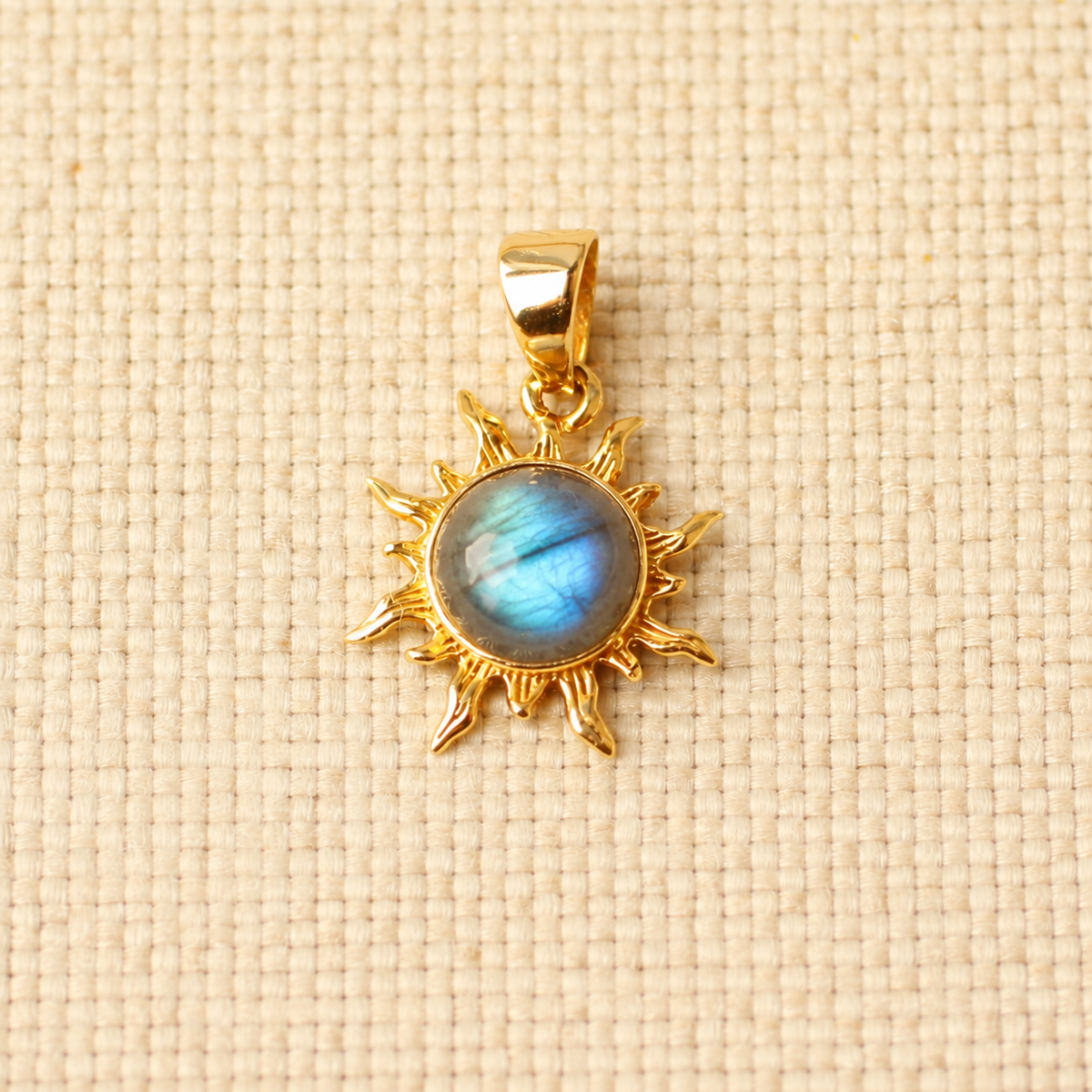 Solara labradoriet zon hanger van gold-plated 925 zilver